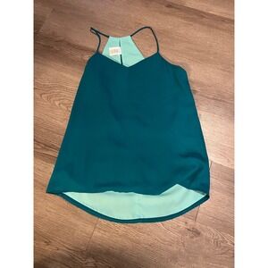 Express Barcelona Cami Teal Green Halter Neck Keyhole Back Tank Top Womens XS